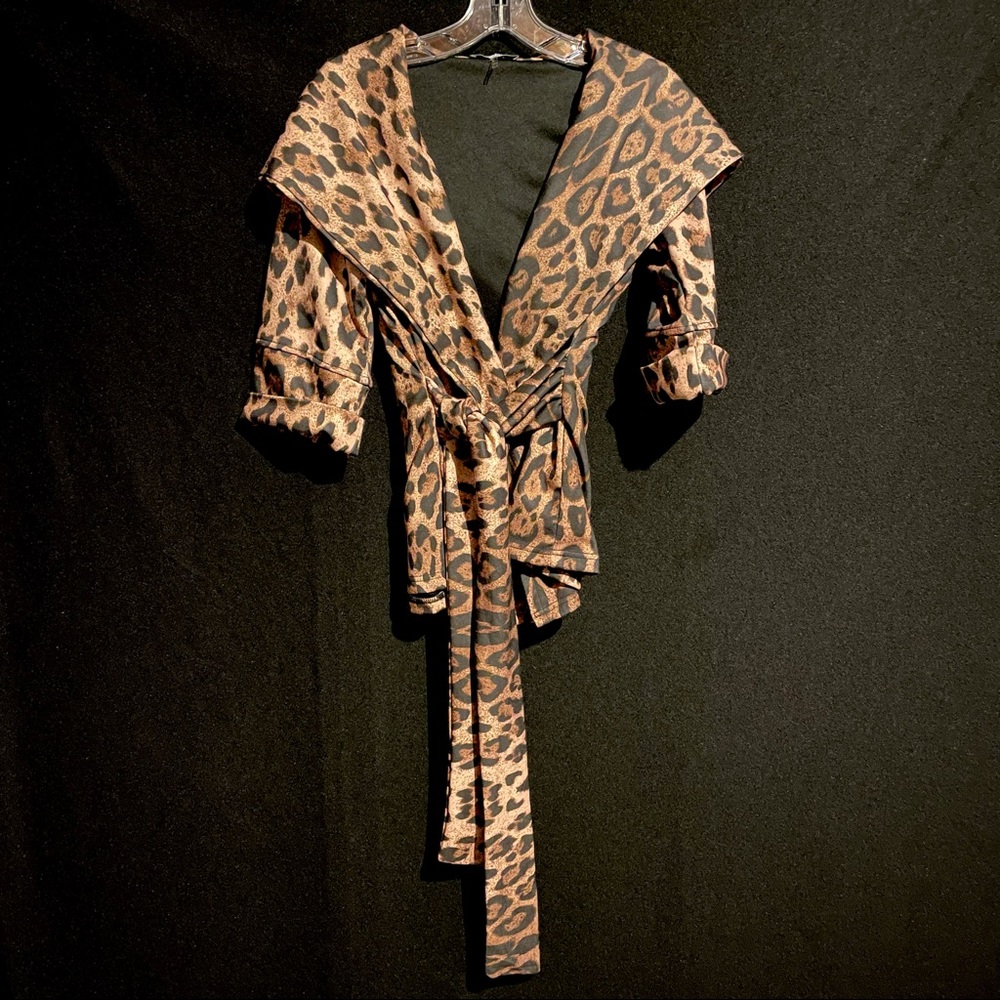 Xtaren Open Front Leopard Print Cardigan